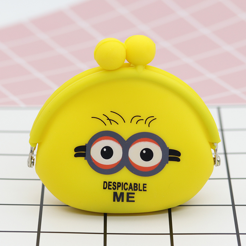 小黃人便攜硅膠錢包，卡扣設(shè)計(jì)硅膠零錢包