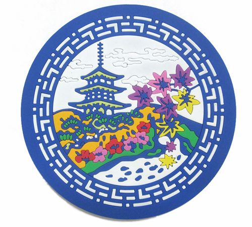 圓形硅膠展廳墊，景物圖案硅膠創(chuàng)意墊子-硅膠墊